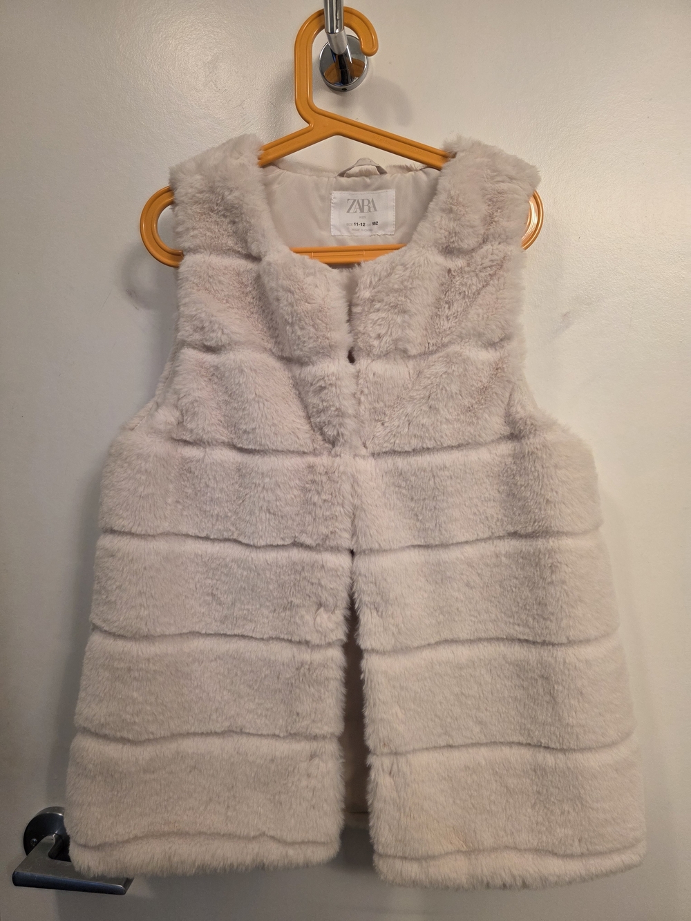 ZARA Kids Light Cream Plush Sleeveless Vest